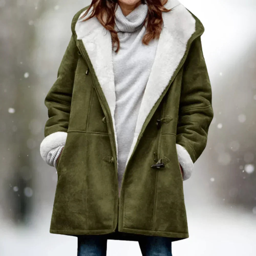 Drune | Hochwertige Wildleder-Fleecejacke mit Halb-Langer Kapuze