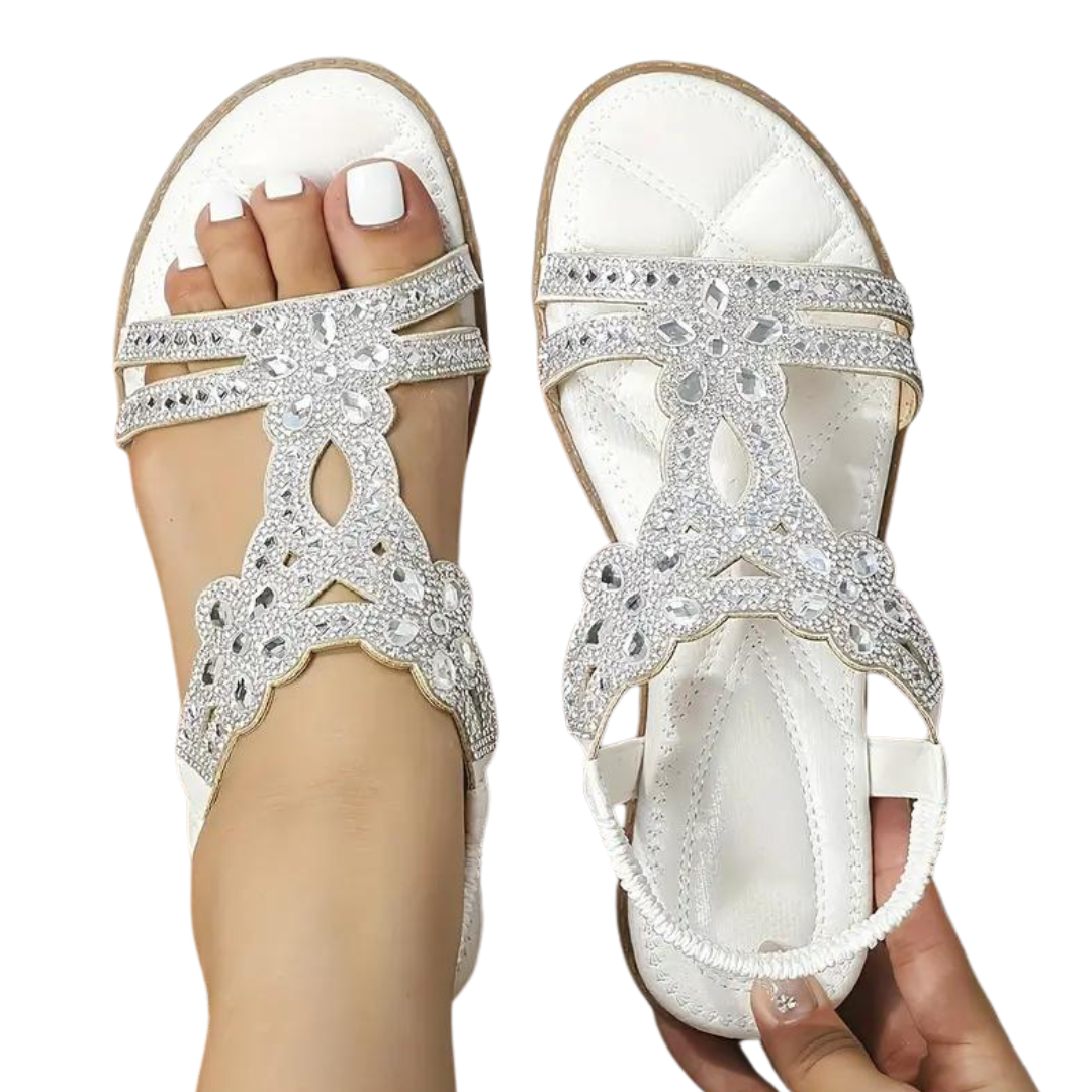 Drune | Flache Sandalen - Schick - Elastischer Knöchelriemen