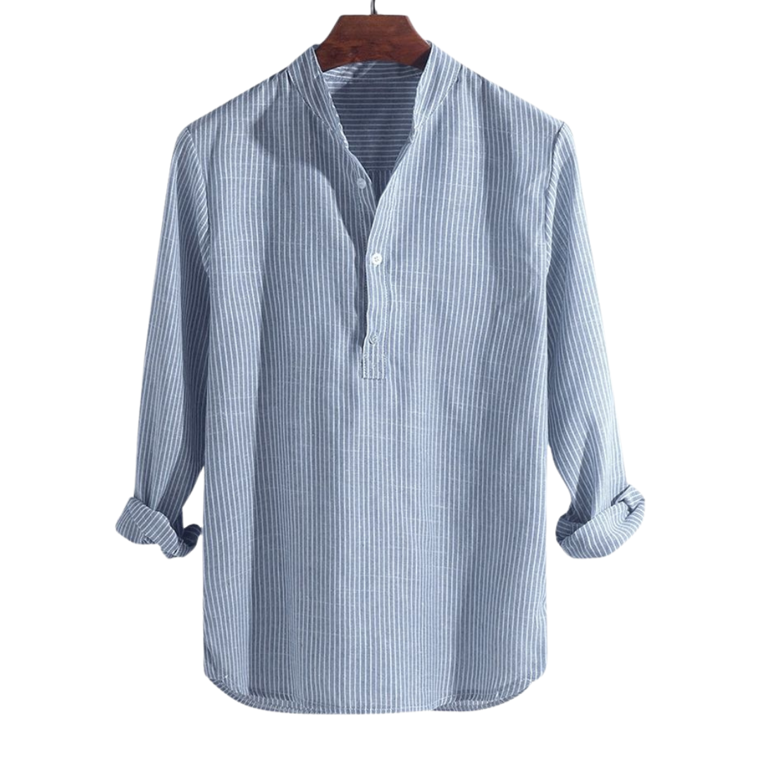 Drune – Lässig – Kurta Mit Halblangem Knopf Und Streifenmuster