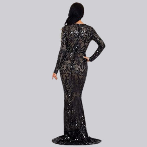 Drune | Abendkleid mit langen Ärmeln und Pailletten