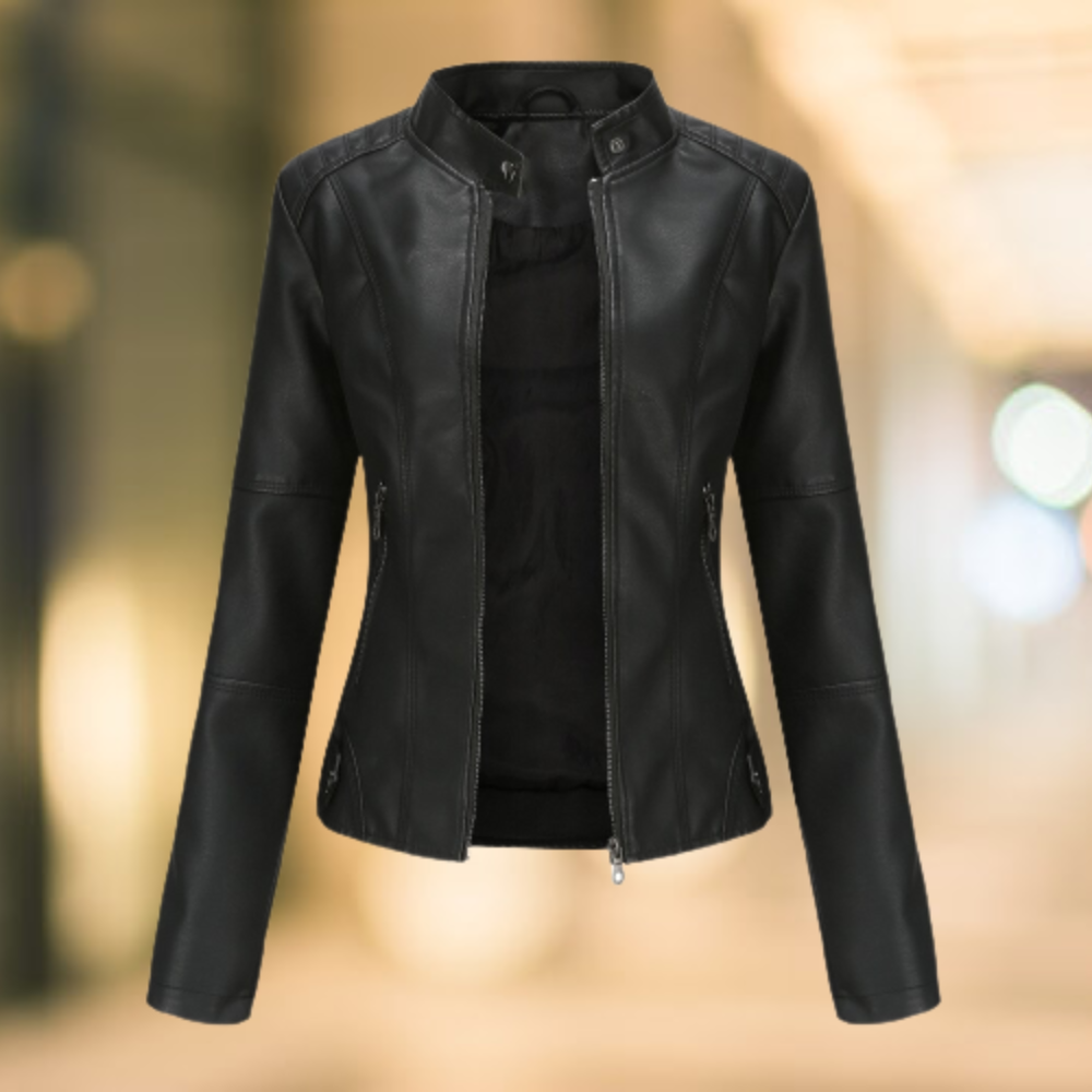 Drune | Elegante und schicke Lederjacke mit Stehkragen