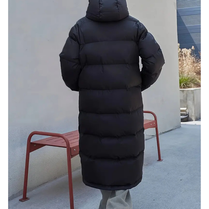 Drune | Schwarze Lange Gekleidete Pufferjacke Für Damen