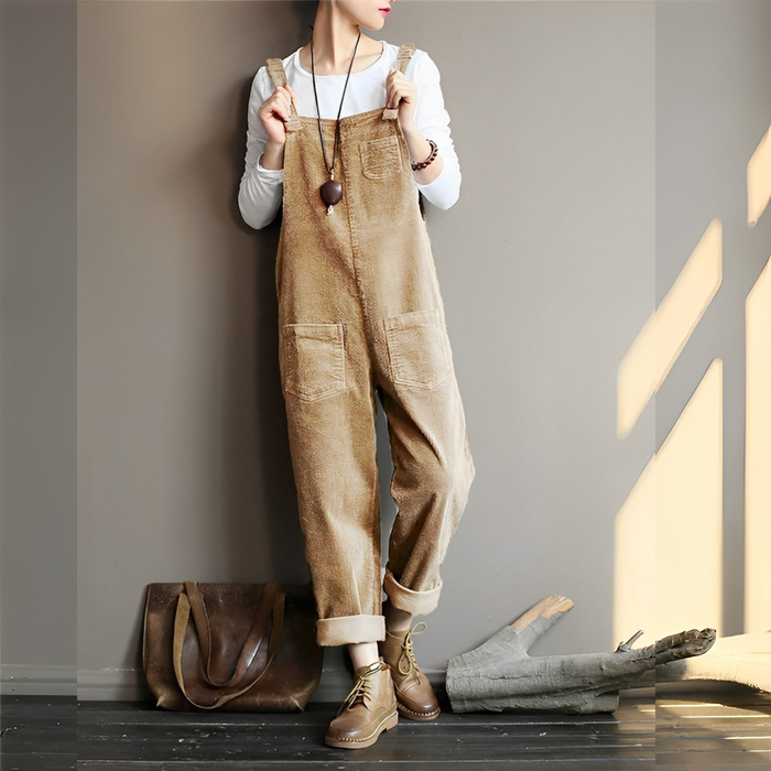 Drune | Damen Samt Retro Latzhose Perfekt für Den Frühling