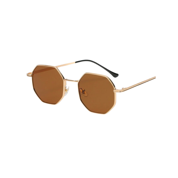 Drune Geld Sonnenbrille - Sommer - Metall Vieleckig