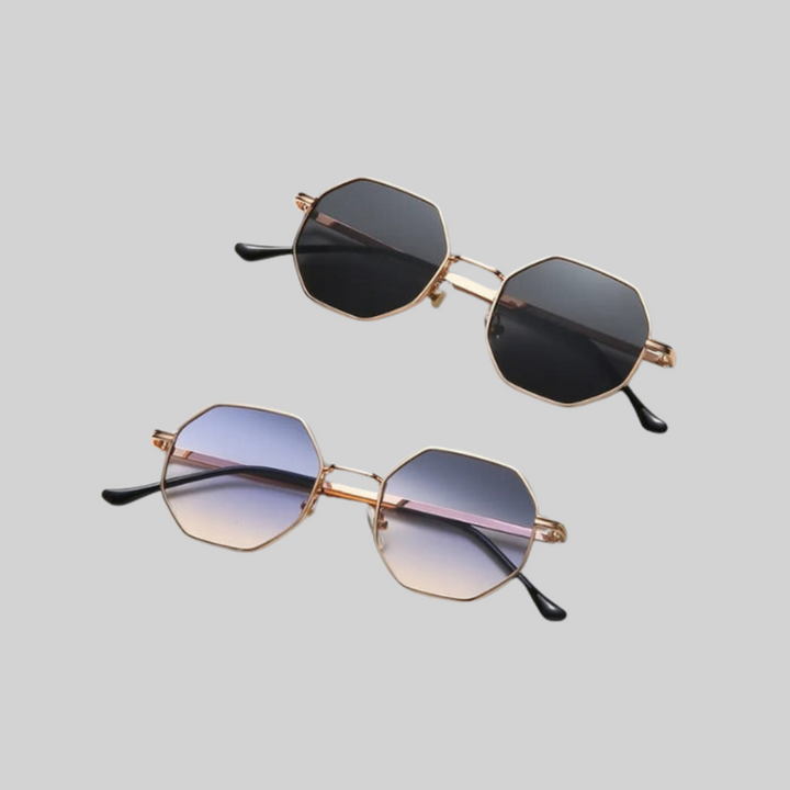 Drune Geld Sonnenbrille - Sommer - Metall Vieleckig