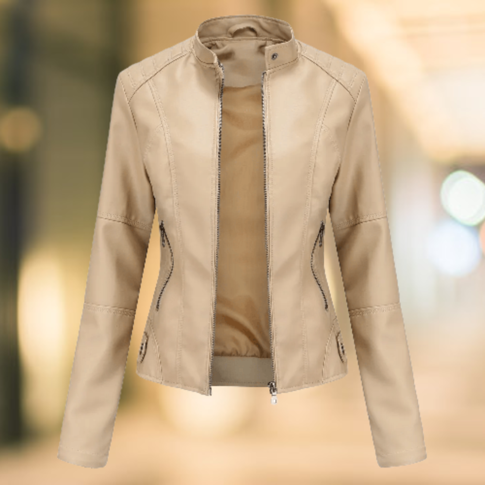 Drune | Elegante und schicke Lederjacke mit Stehkragen