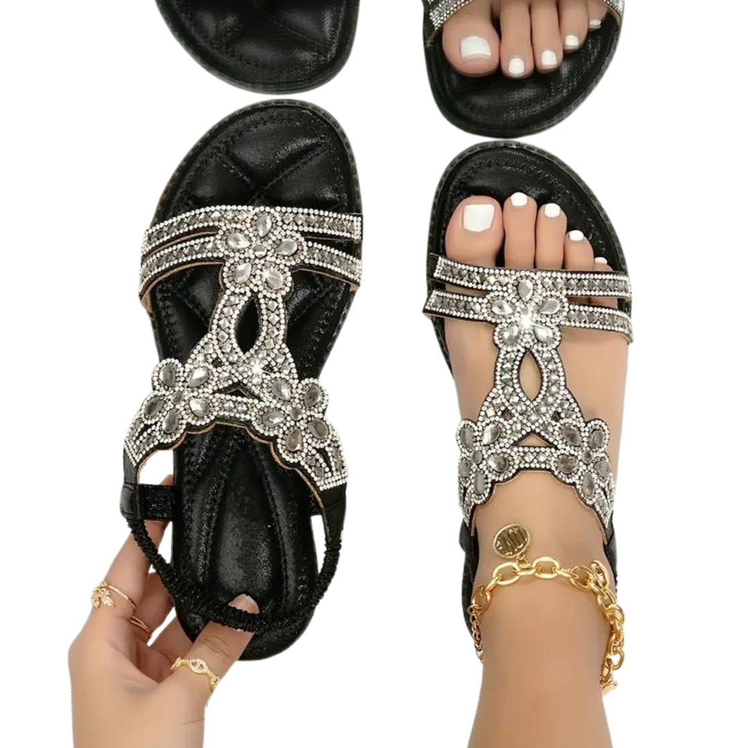 Drune | Flache Sandalen - Schick - Elastischer Knöchelriemen