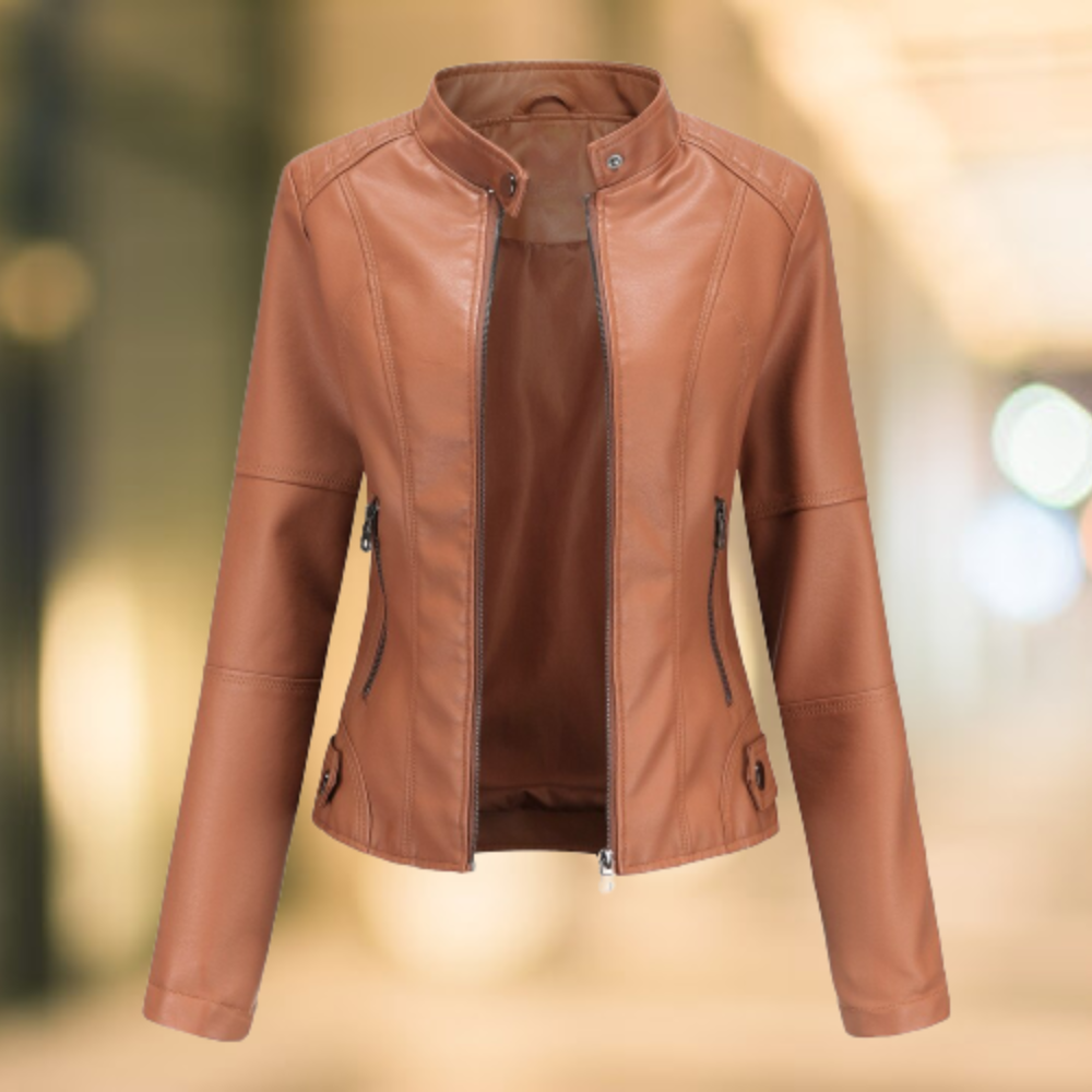 Drune | Elegante und schicke Lederjacke mit Stehkragen