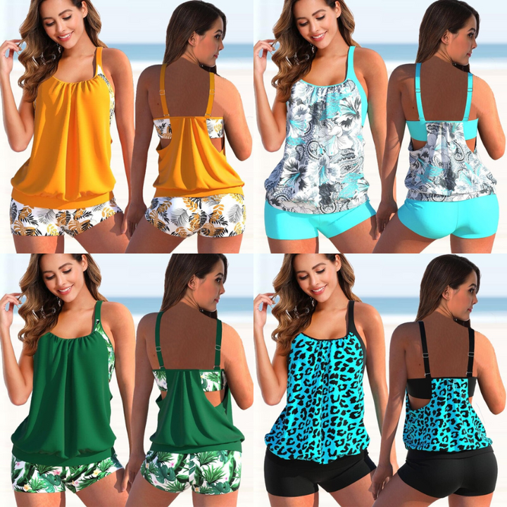Drune Tankini-Set | Sommerliches zweifarbiges Tankini-Set