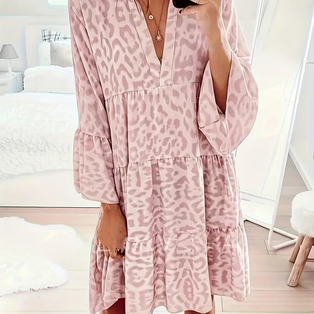 Drune | Boho Kleid mit Leopardenmuster für Damen, Plus Size