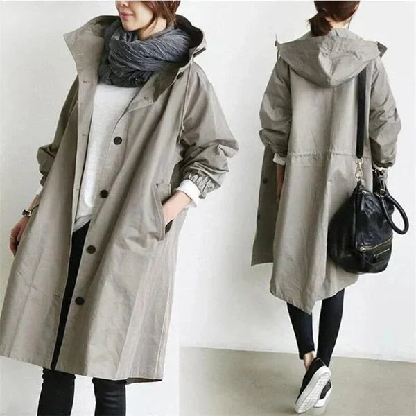 Drune | Damen-Trenchcoat mit Kapuze im lässigen Stil