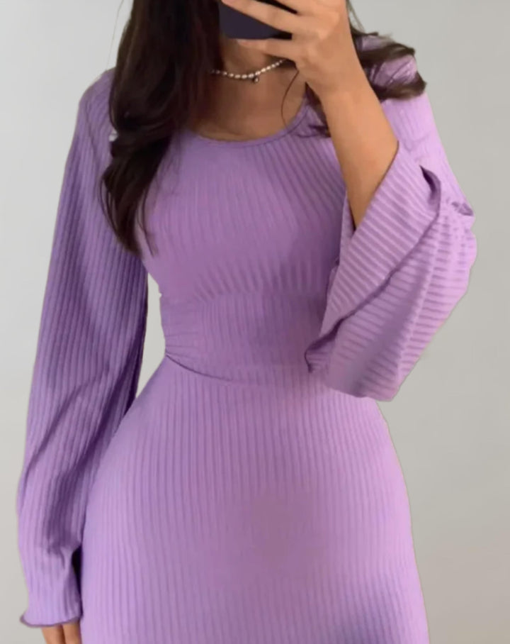 Drune | Bodycon Kleid mit Langen Ärmeln und Rundem Ausschnitt für Damen
