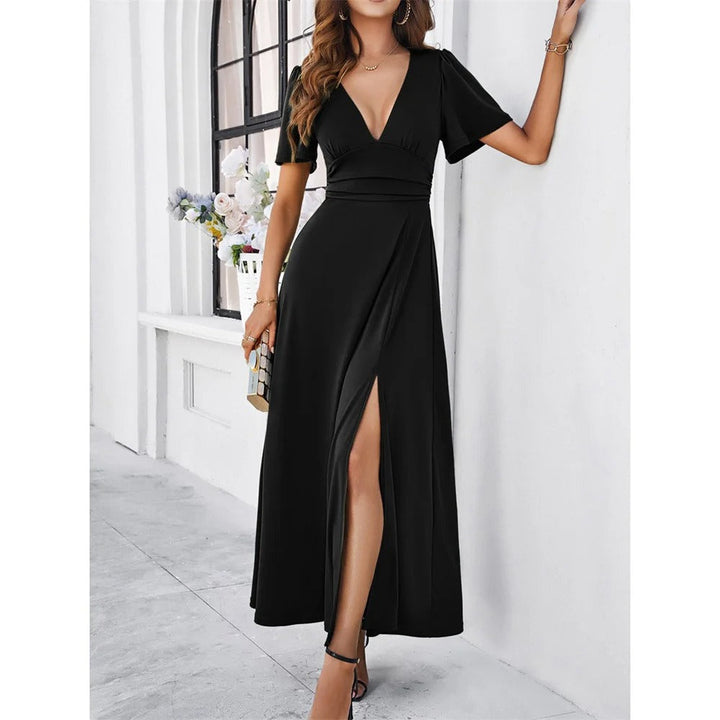 Drune | Rote V-Hals Bodycon Kleid
