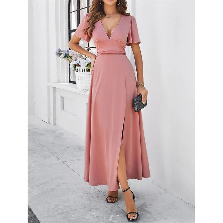 Drune | Rote V-Hals Bodycon Kleid