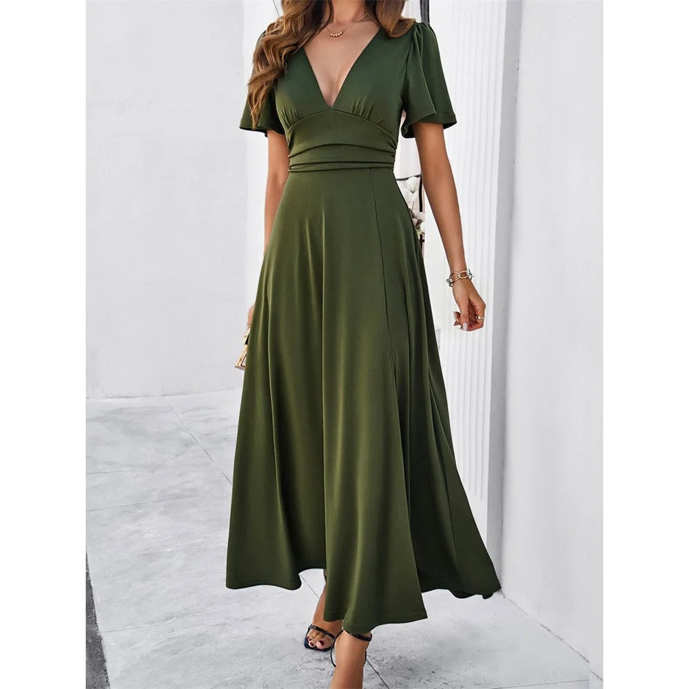 Drune | Rote V-Hals Bodycon Kleid
