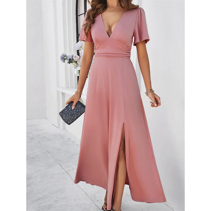Drune | Rote V-Hals Bodycon Kleid