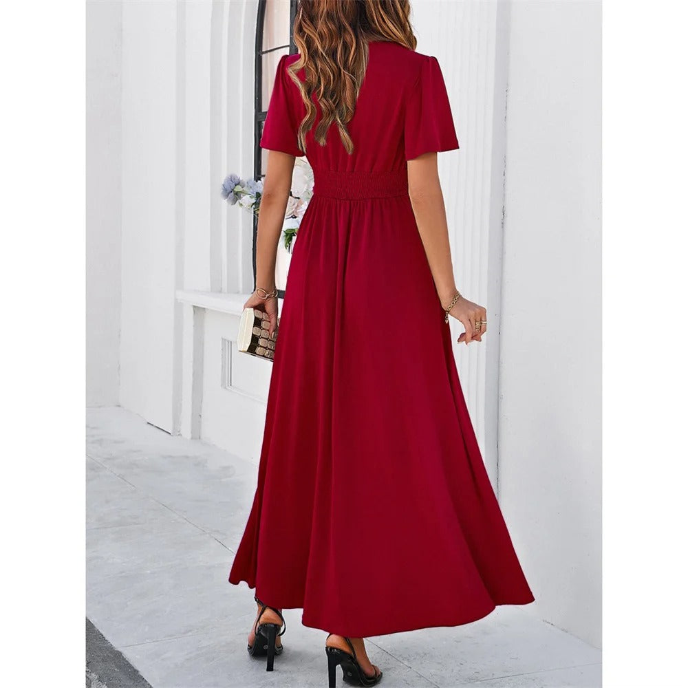 Drune | Rote V-Hals Bodycon Kleid