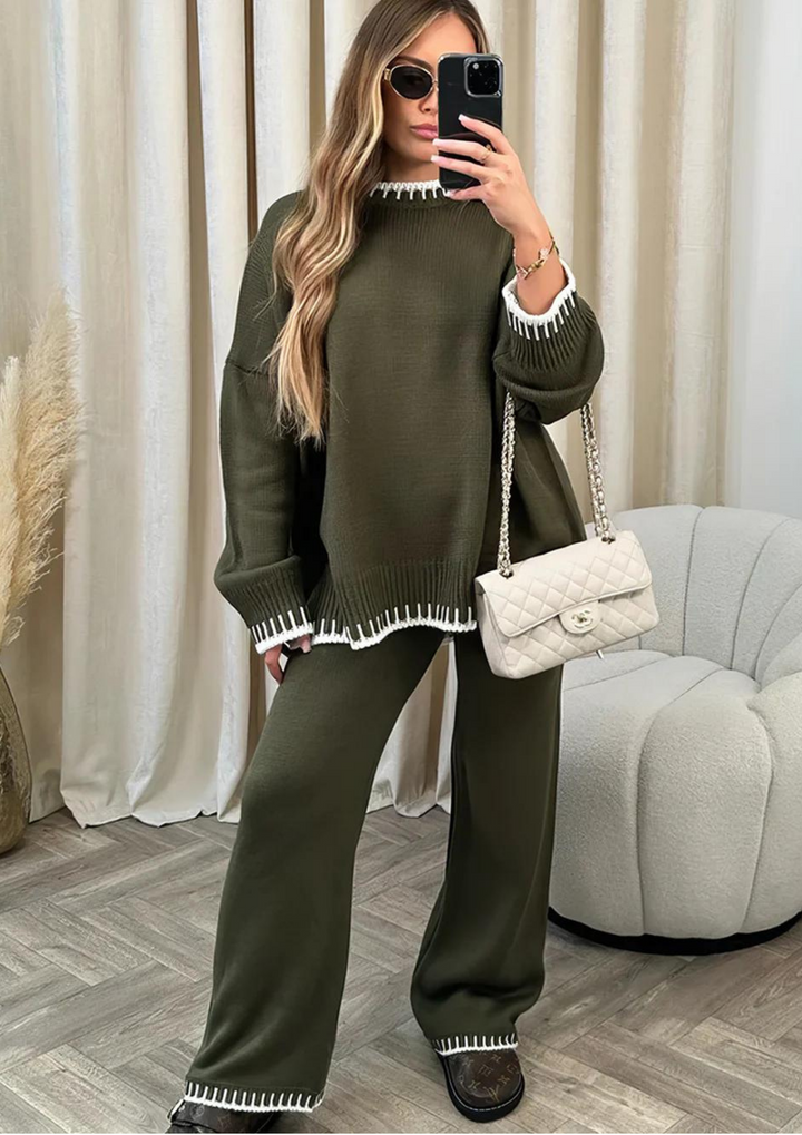Drune | Damen Loungewear Satz mit Weiter Hose und Pullover