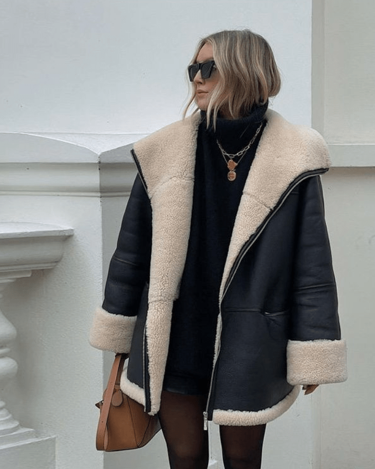 Drune | Faux-Schafsleder-Jacke - Warme Winterjacke - Kunstleder