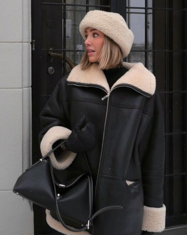 Drune | Lederjacke mit Teddyfutter für Damen