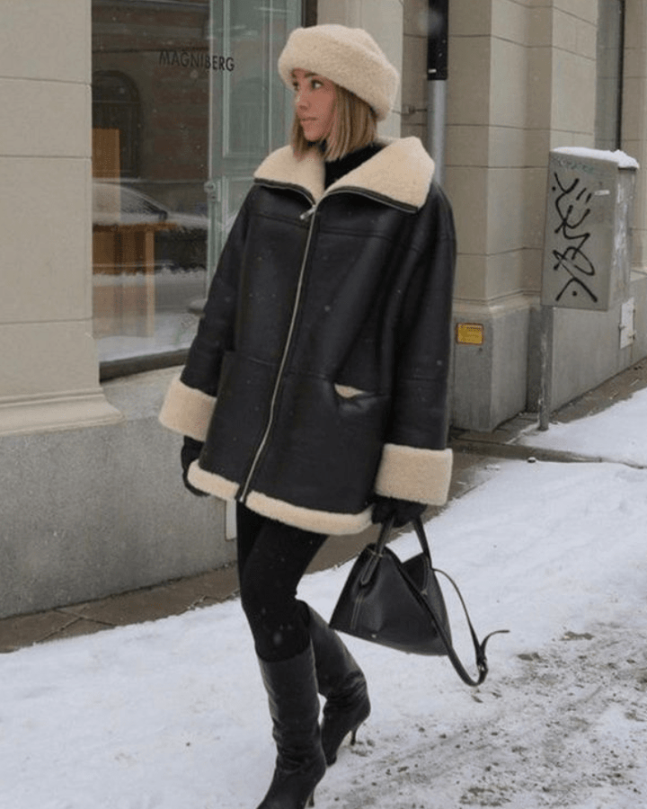 Drune | Faux-Schafsleder-Jacke - Warme Winterjacke - Kunstleder