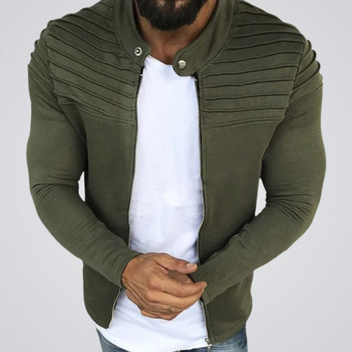 Drune | Slim Fit Herren-Strickjacke mit Faltendetail
