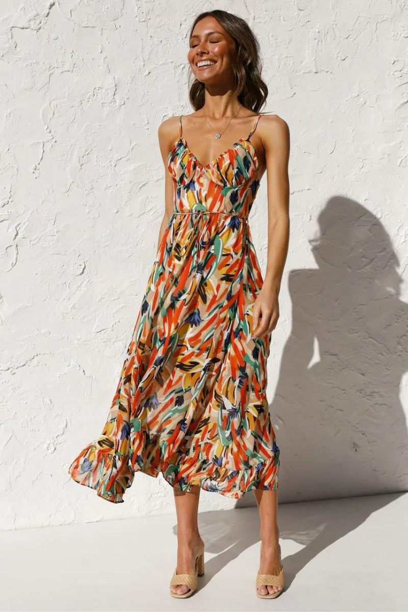 Drune | Buntes Midi-Kleid
