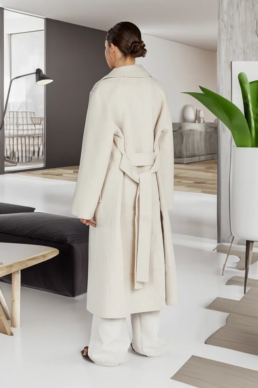 Drune | Damen Lange Woll-Trenchcoat mit Reverskragen und Eleganter Passform