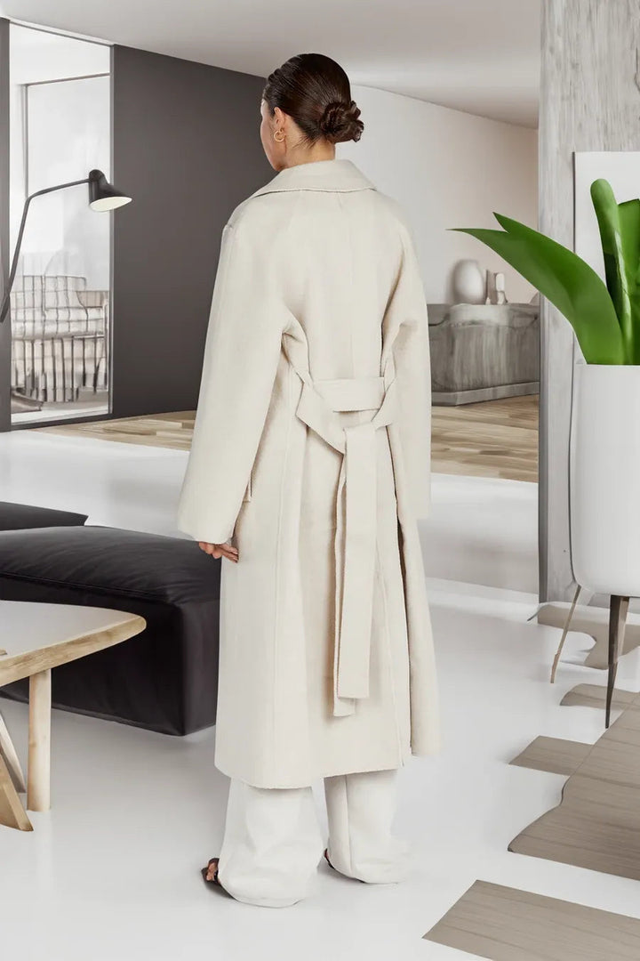 Drune | Damen Lange Woll-Trenchcoat mit Reverskragen und Eleganter Passform