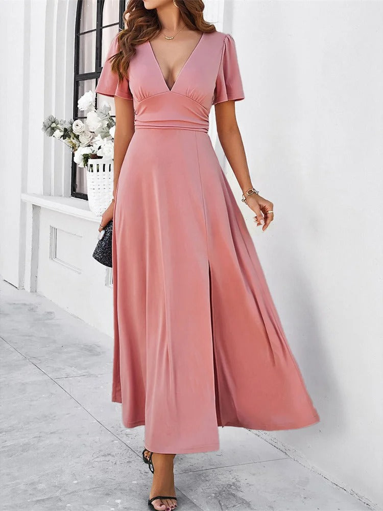 Drune | Rote V-Hals Bodycon Kleid