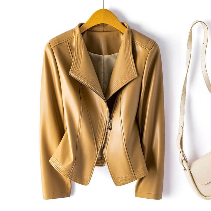 Drune | Lederjacke - Stylischer breiter Revers mit asymmetrischem Reißverschluss