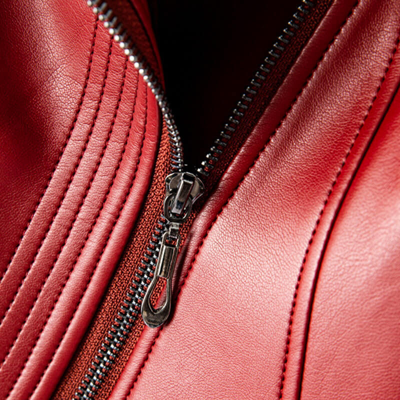 Drune | Lederjacke - Stylischer breiter Revers mit asymmetrischem Reißverschluss