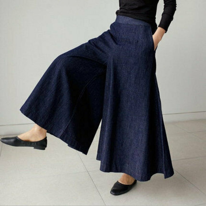 Drune | Denim Maxi Rock Hoher Bund Weite Passform Elegante Und Bequem