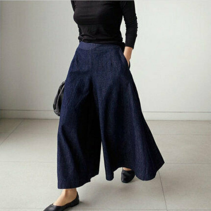 Drune | Denim Maxi Rock Hoher Bund Weite Passform Elegante Und Bequem