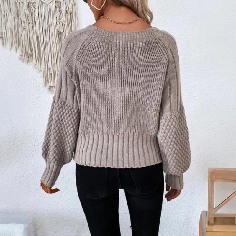 Drune | Damen Strickcardigan mit Knopfverschluss und Ballonärmel