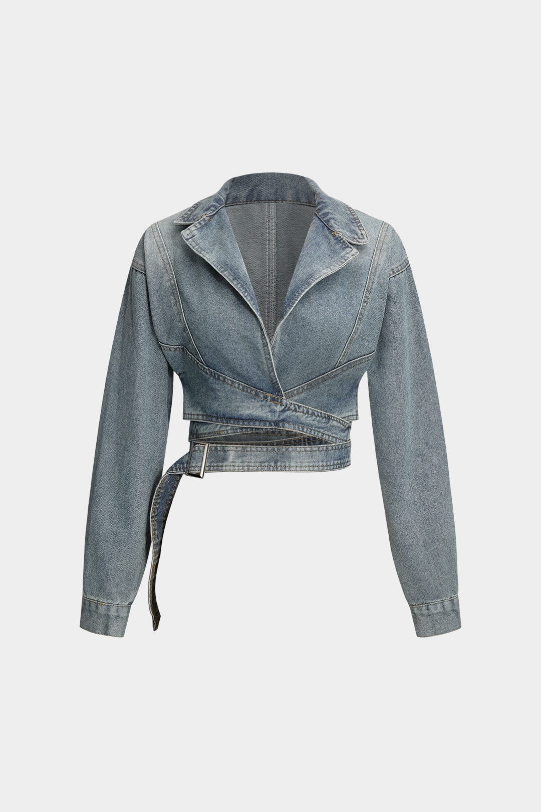 Drune | Cropped Wickeljacke Aus Denim Modern und Feminin