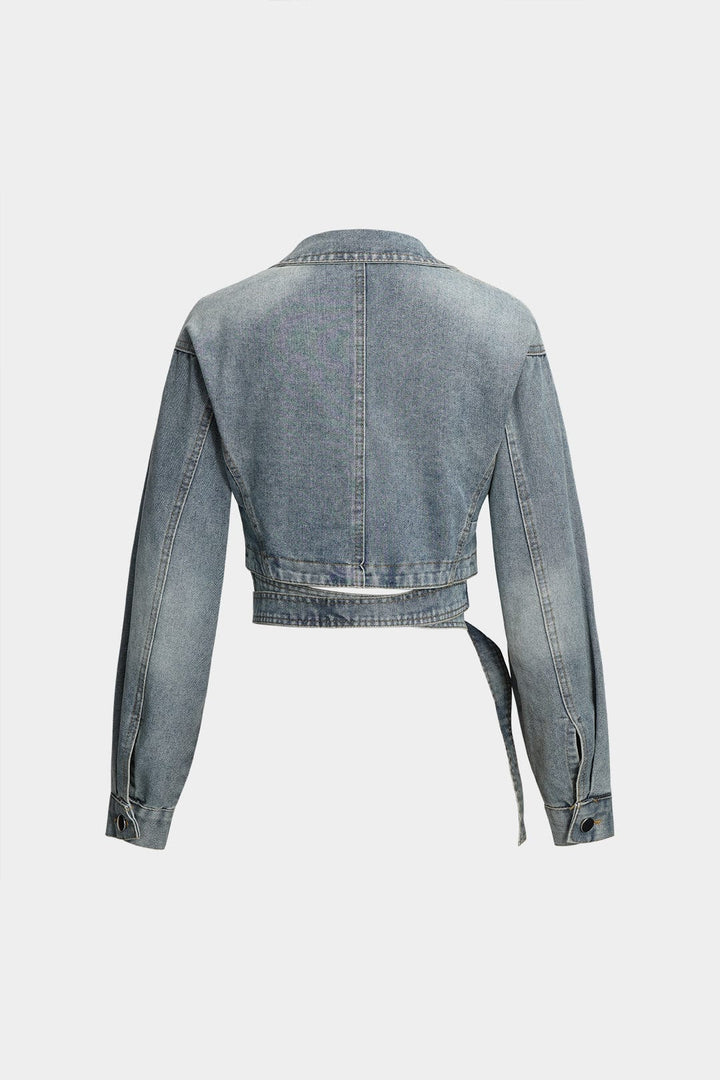 Drune | Cropped Wickeljacke Aus Denim Modern und Feminin