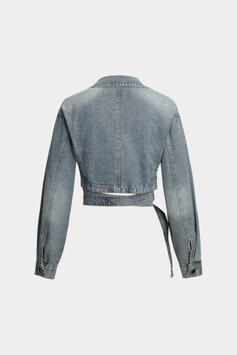 Drune | Cropped Wickeljacke Aus Denim Modern und Feminin