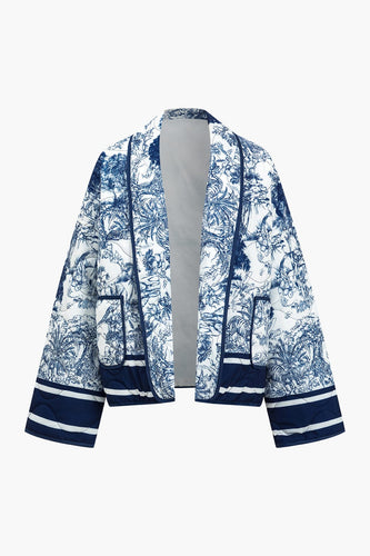 Drune | Geblümte Steppjacke mit Blauem Print Stilvoll und Gemütlich