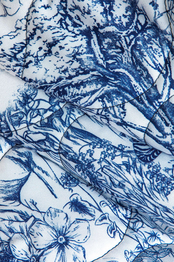 Drune | Geblümte Steppjacke mit Blauem Print Stilvoll und Gemütlich