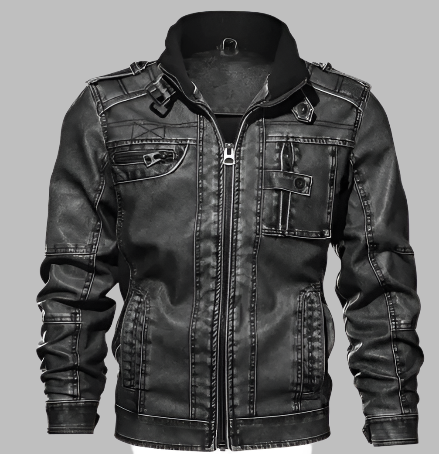 Drune | Warme Winterjacke mit Reißverschluss für Herren Schwarz