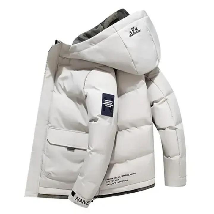 Drune | warme gesteppte Herrenjacke mit Kapuze Vordertasche