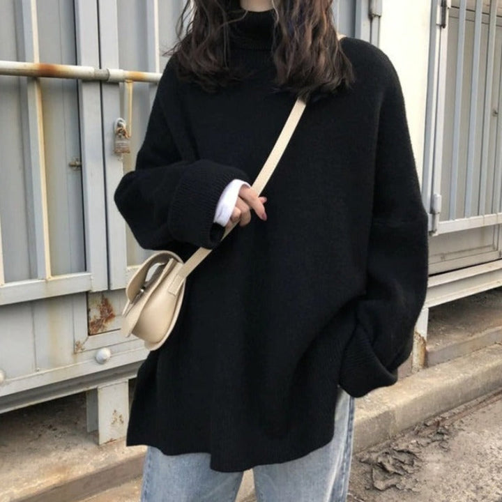 Drune | Strickpullover Übergroß Passform Rollkragen Weich Und Warm Lange Ärmel