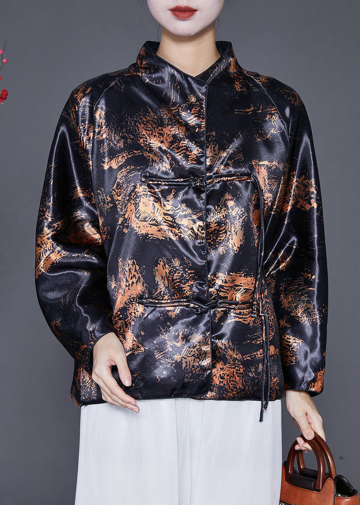 Drune | Schwarze Quastenprint Baumwollmäntel