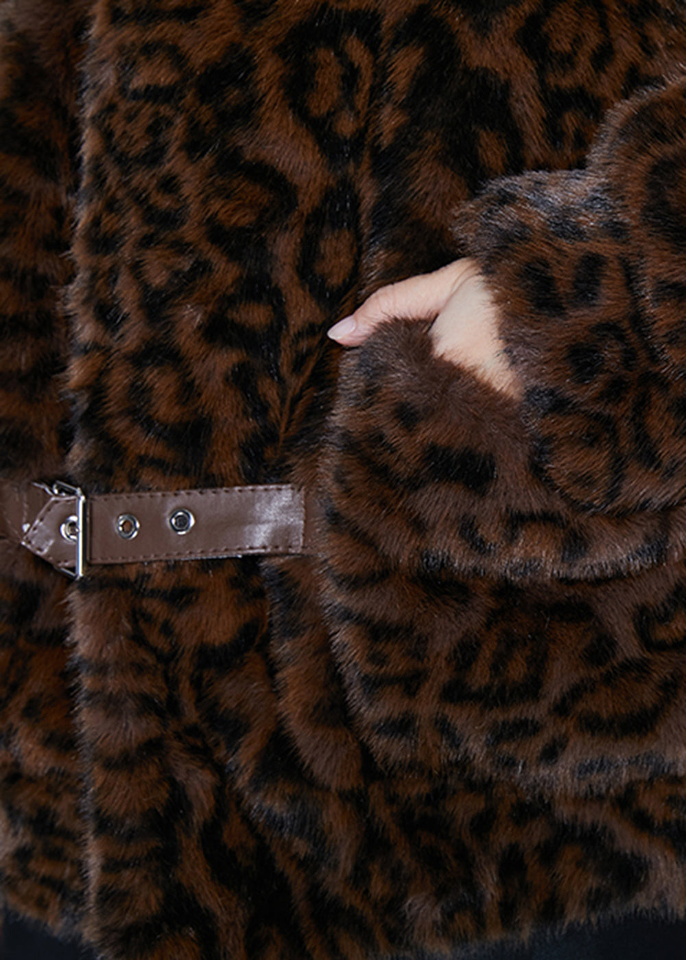 Drune | Braune Übergroße Leopardenmuster-Mink-Veloursjacken