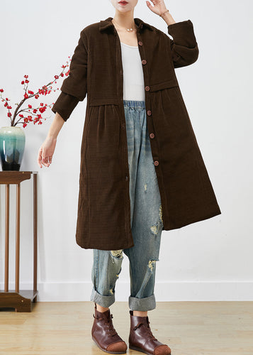 Drune | Schokoladenwarme feine Baumwollfüllung Cordtrenchcoats Winter