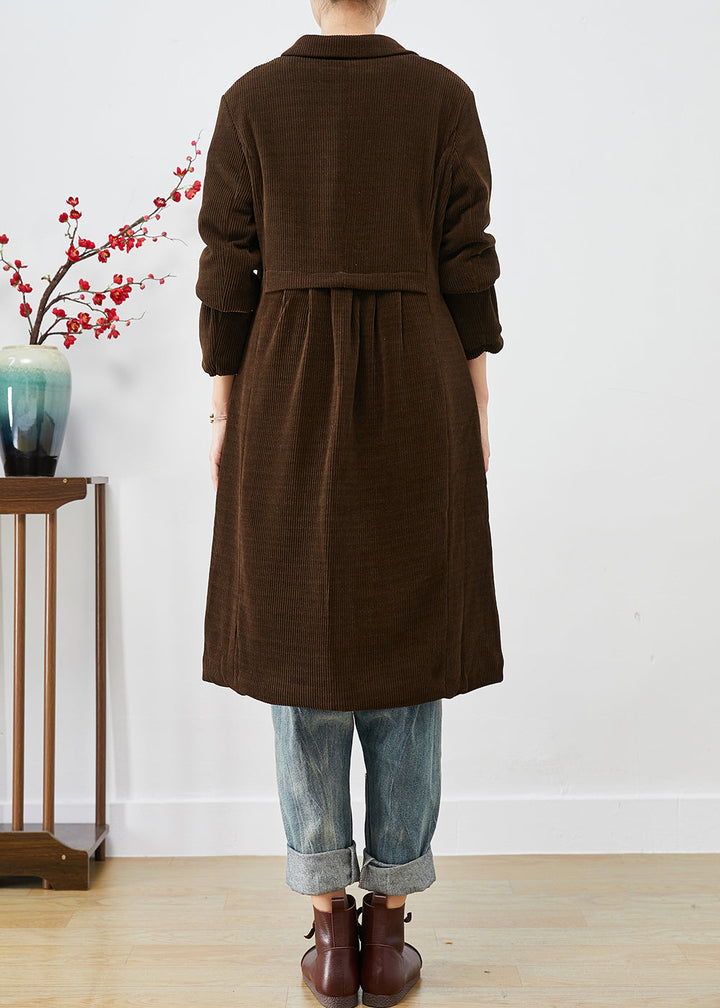 Drune | Schokoladenwarme feine Baumwollfüllung Cordtrenchcoats Winter