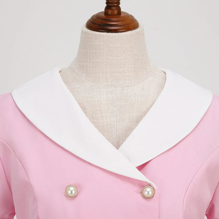 Drune | Zomerse Vintage Knopen Grote Zwaai V-Hals Jurk