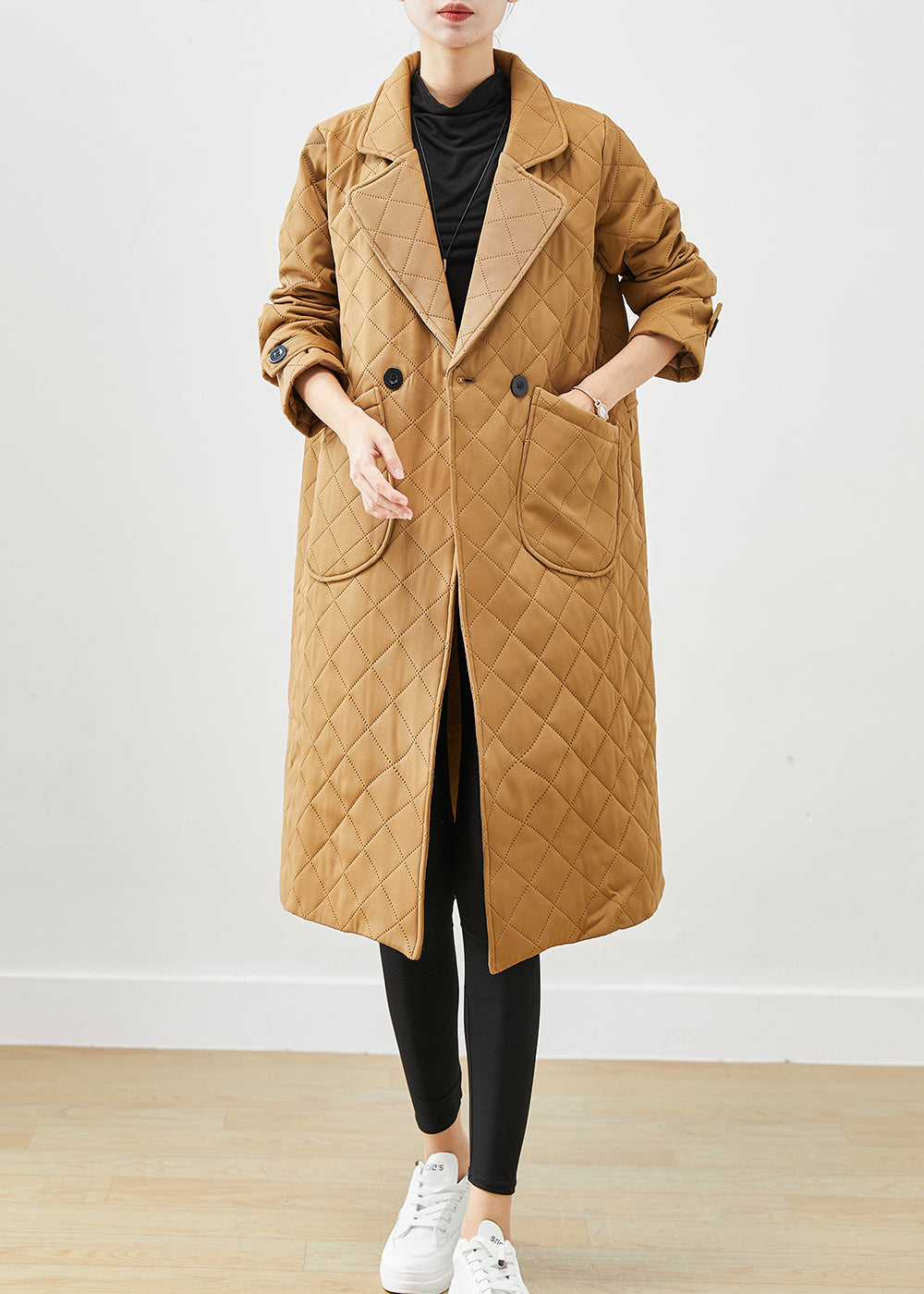 Drune | Khaki Notched Plaid Taschen Baumwollmäntel