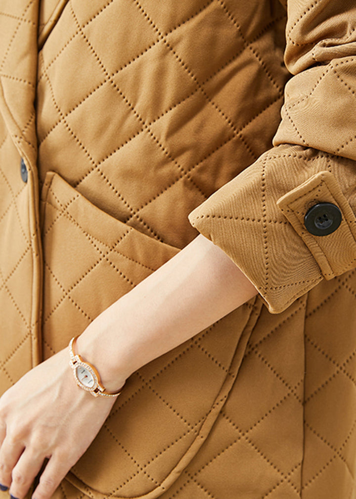 Drune | Khaki Notched Plaid Taschen Baumwollmäntel